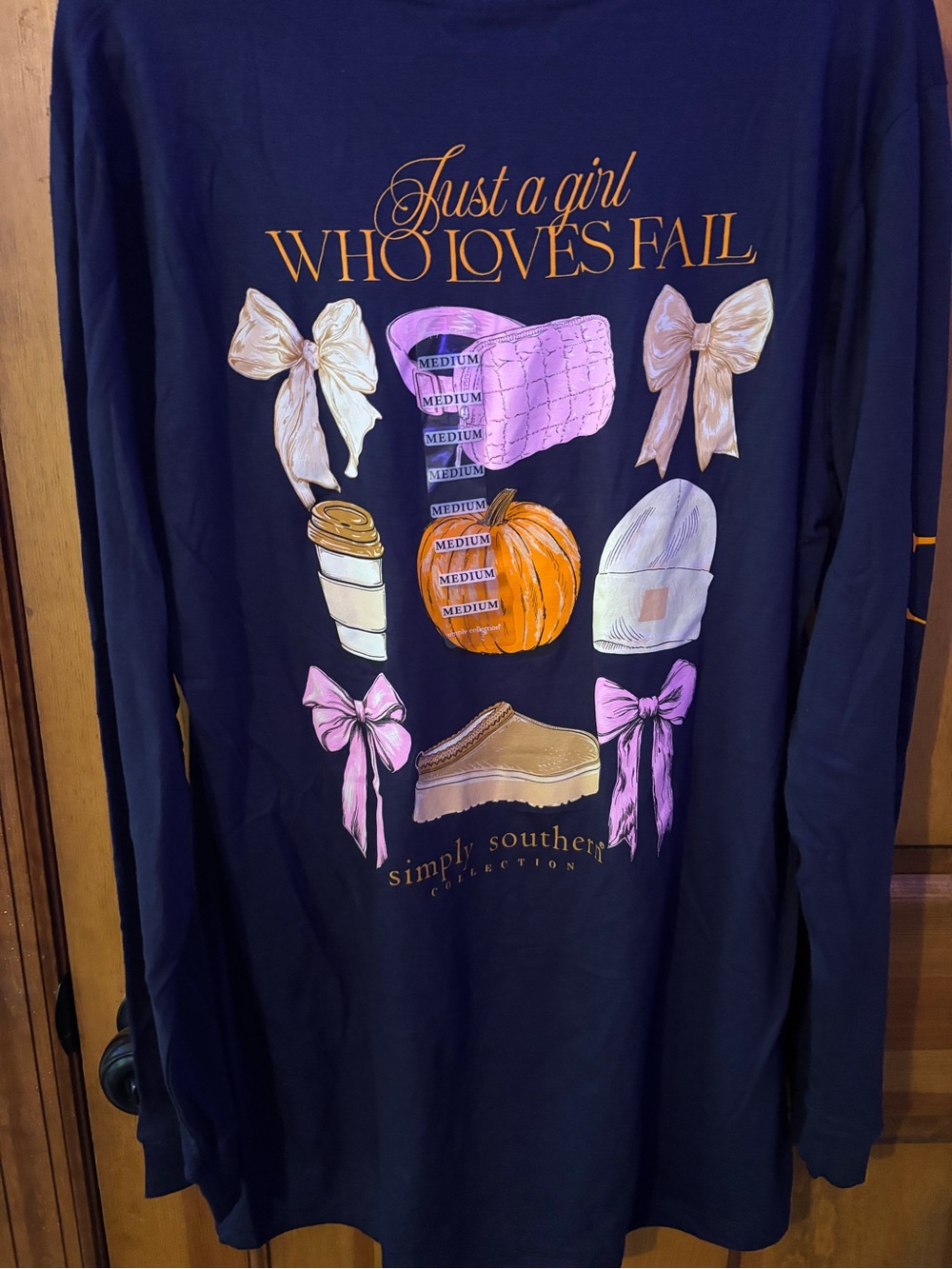 Simply Southern 'Just a Girl Who Loves Fall' Navy  Long Sleeve Medium
